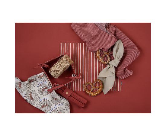 Салфетка сервировочная из хлопка терракотового цвета с принтом Полоски из коллекции Prairie, 45х45 см, Tkano, фото , изображение 4