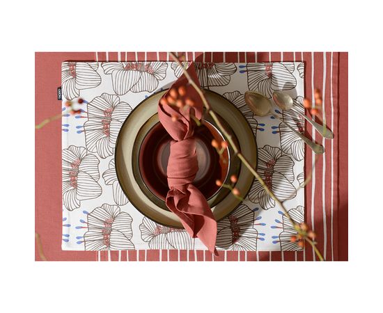 Салфетка сервировочная из хлопка молочного цвета с принтом Цветы из коллекции Prairie, 45х45 см, Tkano, фото , изображение 5