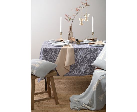 Скатерть из хлопка фиолетово-серого цвета с рисунком Спелая смородина, Scandinavian touch, 180х180см, Tkano, фото , изображение 2