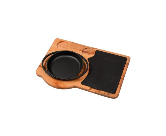 Сковорода чугунная на деревянной подставке, 16 см, LAVA, фото 