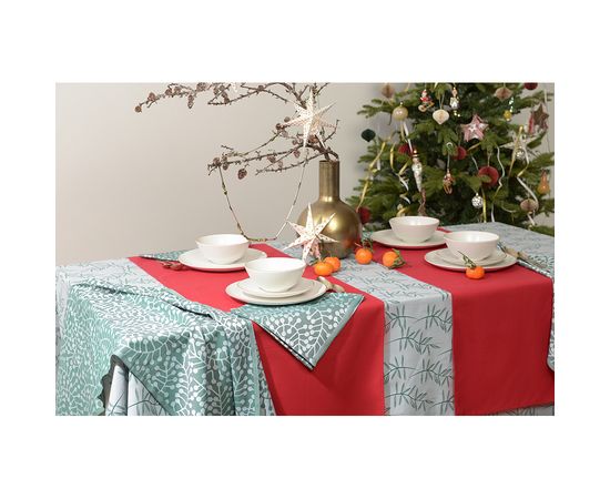 Скатерть на стол из хлопка с графичным принтом Папоротник Russian North, 170х170 см, Tkano, фото , изображение 2