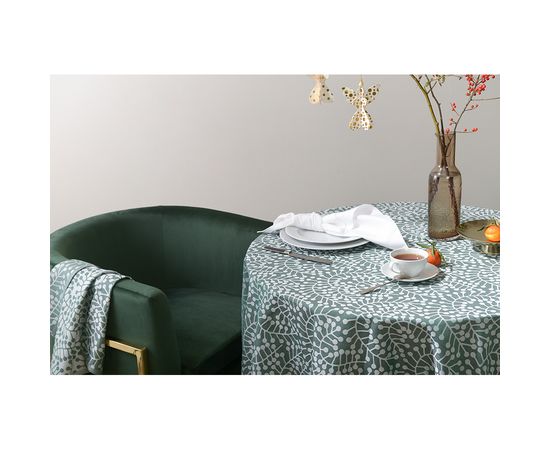 Скатерть из хлопка зеленого цвета с рисунком Спелая смородина, Scandinavian touch, 180х180см, Tkano, фото , изображение 2