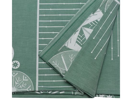 Скатерть из хлопка зеленого цвета с рисунком Ледяные узоры из коллекции New Year Essential, 180х260см, Tkano, фото , изображение 5