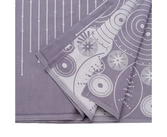 Скатерть из хлопка фиолетово-серого цвета с рисунком Ледяные узоры, New Year Essential, 180х180см, Tkano, фото , изображение 5