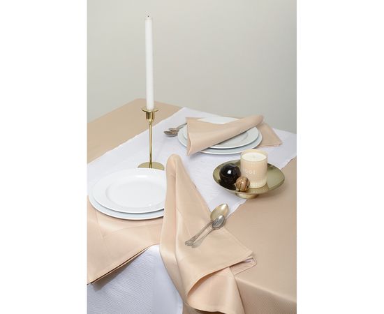 Скатерть классическая бежевого цвета из хлопка из коллекции Essential, 180х180 см, Tkano, фото , изображение 2