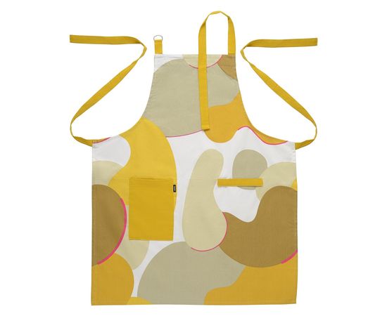 Фартук из хлопка горчичного цвета с авторским принтом из коллекции Freak Fruit, 85х70 см, Tkano, фото 