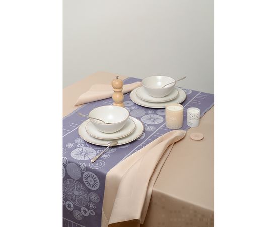 Скатерть бежевого цвета с фактурным жаккардовым рисунком из хлопка из коллекции Essential, 180х260 см, Tkano, фото , изображение 6