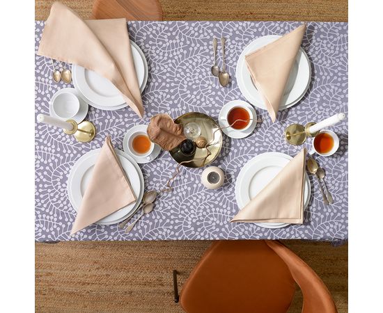 Скатерть из хлопка фиолетово-серого цвета с рисунком Спелая смородина, Scandinavian touch, 180х260см, Tkano, фото , изображение 3