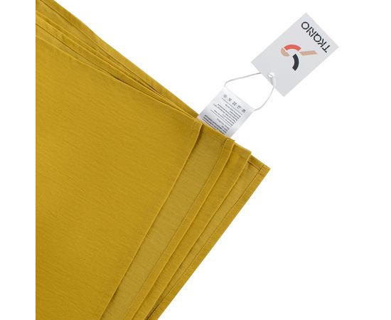 Скатерть на стол из умягченного льна с декоративной обработкой горчичного цвета Essential, 143х143, Tkano, фото , изображение 2