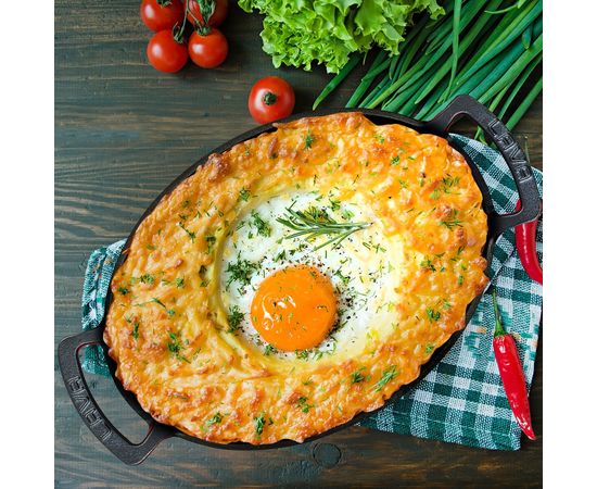 Сковорода чугунная эмалированная красная с 2-мя ручками, 27x20 см, LAVA, фото , изображение 4