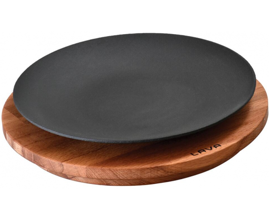 Тарелка круглая чугунная на деревянной подставке, 21 см, LAVA, фото 