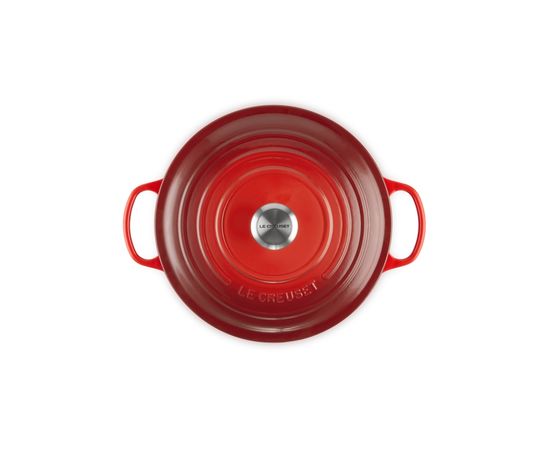 Кастрюля чугунная эмалированная красная с крышкой, 24 см, LAVA, фото , изображение 3
