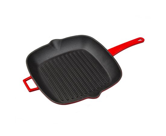 Сковорода-гриль, чугун, эмаль красная 28*28 см, LAVA, фото 