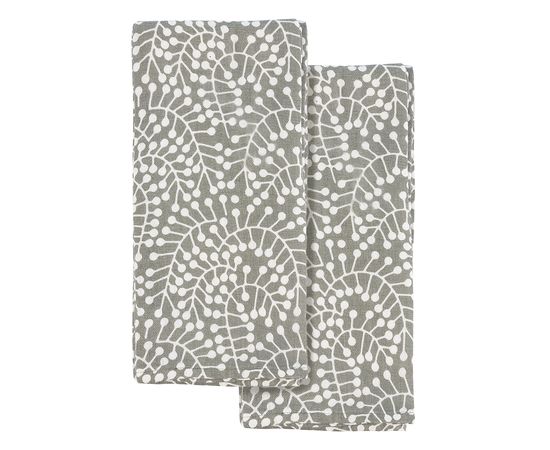 Набор из двух муслиновых полотенец серого цвета с принтом Спелая Смородина из коллекции Scandinavian touch, 50х70 см, Tkano, фото 