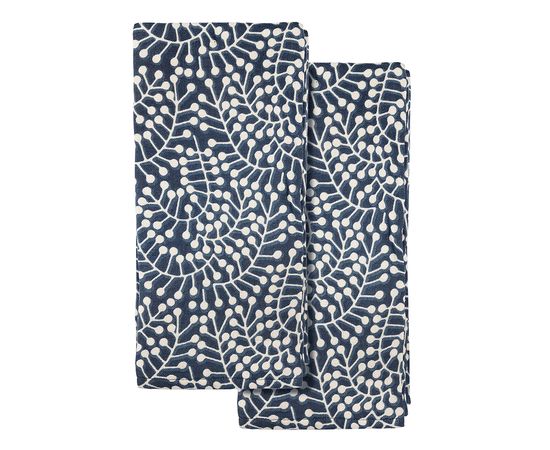 Набор из двух муслиновых полотенец темно-синего цвета с принтом Спелая Смородина из коллекции Scandinavian touch, 50х70 см, Tkano, фото 