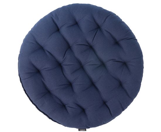 Подушка на стул круглая из хлопка темно-синего цвета из коллекции Essential, 40 см, Tkano, фото 