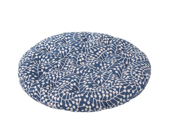 Подушка на стул круглая темно-синего цвета с принтом Спелая Смородина из коллекции Scandinavian touch, 40 см, Tkano, фото , изображение 5