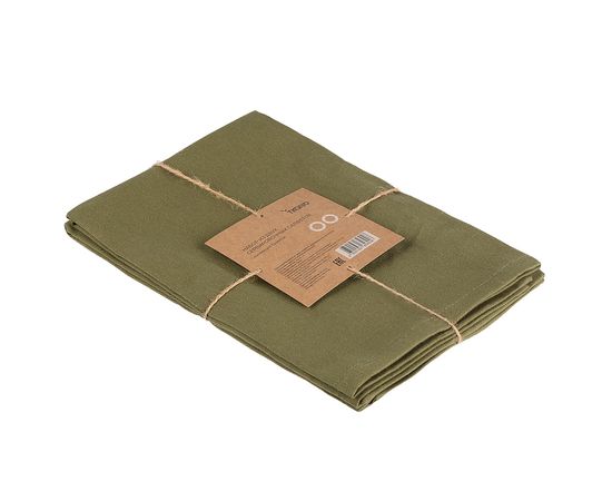 Набор из двух салфеток сервировочных из хлопка оливкового цвета из коллекции Essential, 45х45 см, Tkano, фото , изображение 7