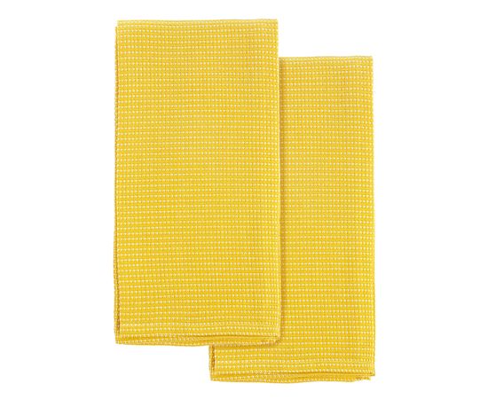 Набор из двух кухонных вафельных полотенец горчичного цвета из коллекции Essential, 50х70 см, Tkano, фото 
