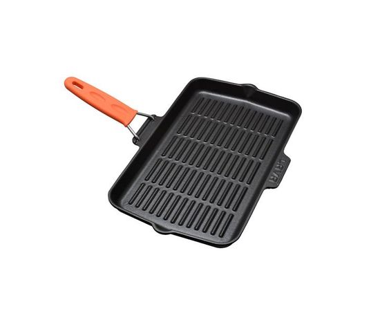 Сковорода-гриль чугунная со складывающейся ручкой, 21*36 см, LAVA, фото 