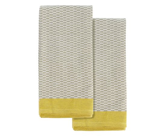 Набор из двух кухонных жаккардовых полотенец  оливкового цвета из коллекции Essential, 50х70 см, Tkano, фото 
