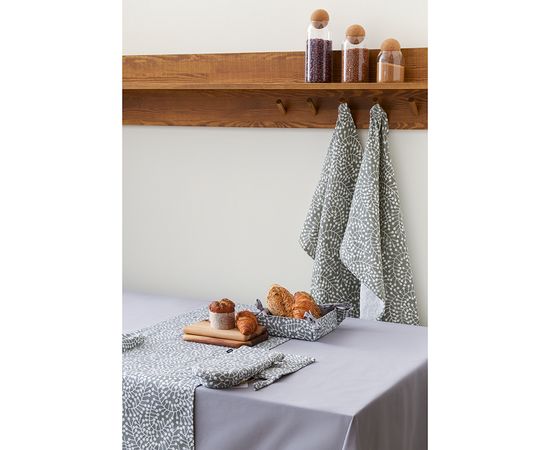 Набор из двух муслиновых полотенец серого цвета с принтом Спелая Смородина из коллекции Scandinavian touch, 50х70 см, Tkano, фото , изображение 2