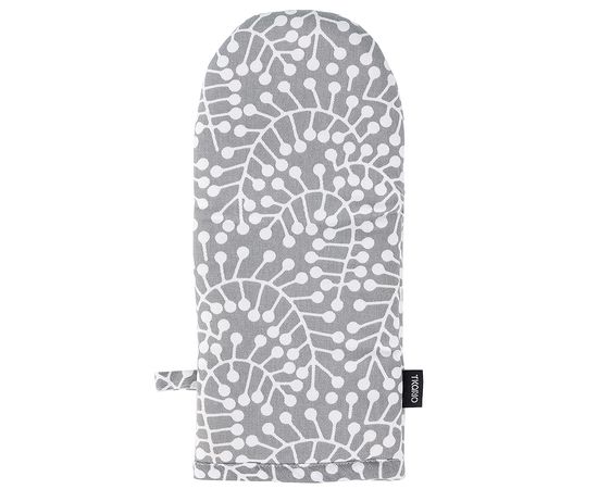 Прихватка-варежка серого цвета с принтом Спелая Смородина из коллекции Scandinavian touch, 14х32 см, Tkano, фото 