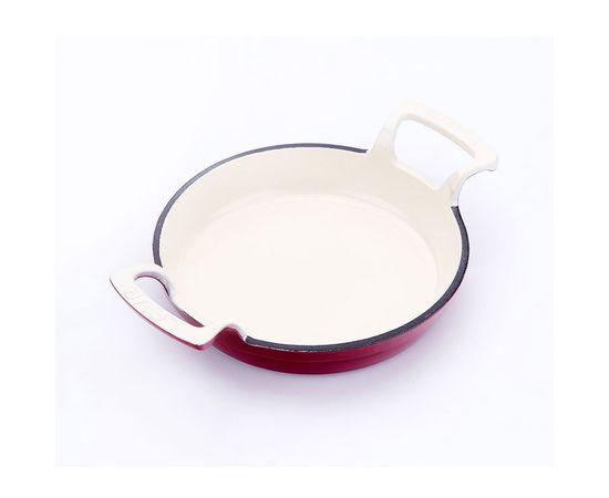 Сковорода чугунная эмалированная красная, 16 см, LAVA, фото 