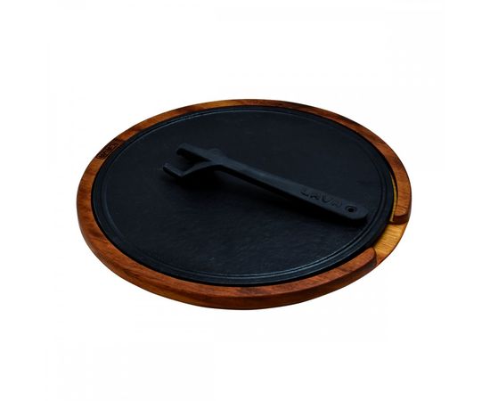 Блюдо чугунное на деревянной подставке, 29 см, LAVA, фото , изображение 2