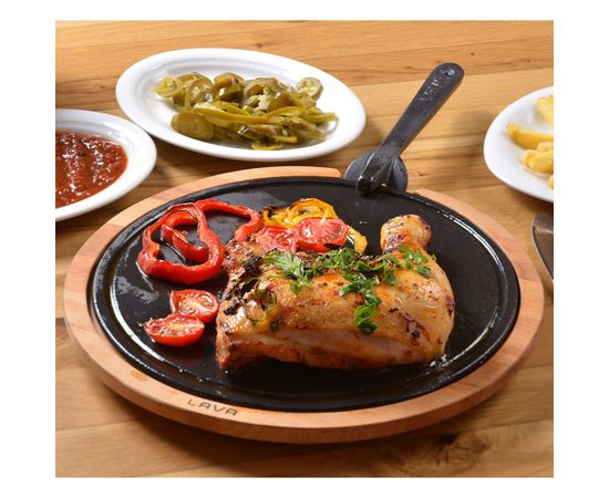 Блюдо чугунное на деревянной подставке, 29 см, LAVA, фото , изображение 7