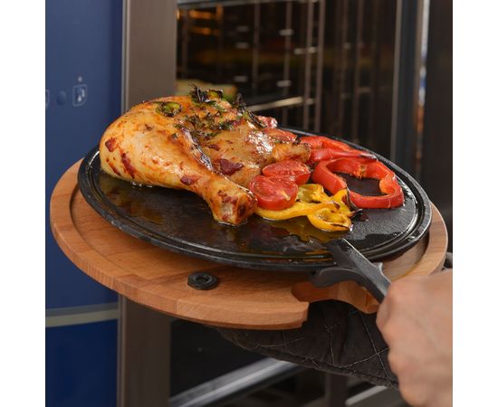 Блюдо чугунное на деревянной подставке, 34 см, LAVA, фото , изображение 6