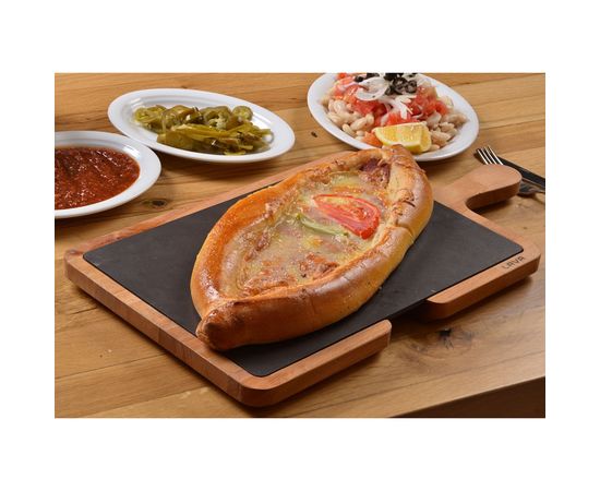 Блюдо чугунное прямоугольное на деревянной подставке с ручкой, 17*37 см, LAVA, фото , изображение 2