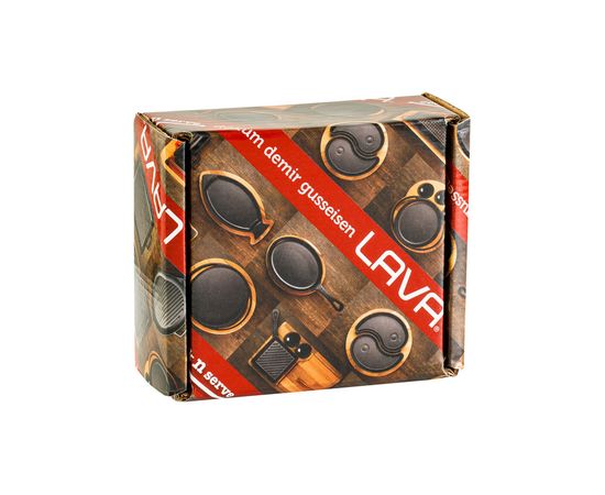 Сковорода чугунная эмалированная синяя на деревянной подставке, 11 см, LAVA, фото , изображение 2