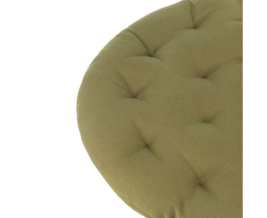 Подушка на стул круглая из хлопка оливкового цвета из коллекции Essential, 40 см, Tkano, фото , изображение 3