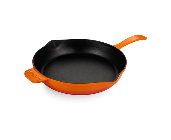 Сковорода чугунная эмалированная оранжевая, 28 см, LAVA, фото , изображение 2