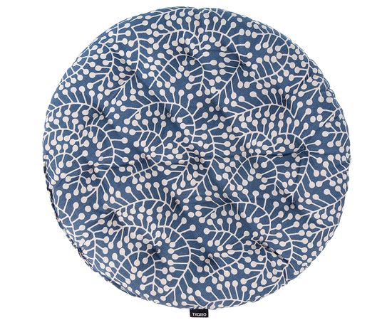 Подушка на стул круглая темно-синего цвета с принтом Спелая Смородина из коллекции Scandinavian touch, 40 см, Tkano, фото 