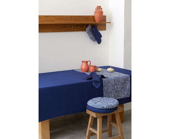 Подушка на стул круглая из хлопка темно-синего цвета из коллекции Essential, 40 см, Tkano, фото , изображение 4