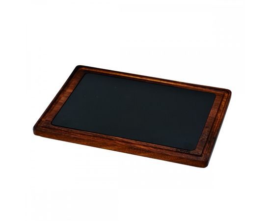 Блюдо чугунное прямоугольное на деревянной подставке, 25*35 см, LAVA, фото 