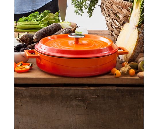 Кастрюля чугунная эмалированная красная с крышкой, 32 см, LAVA, фото , изображение 9 Кастрюля чугунная эмалированная красная с крышкой, 32 см, LAVA, фото , изображение 9