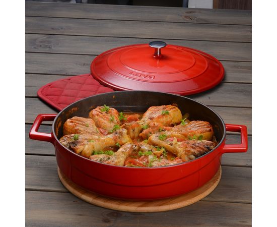 Кастрюля чугунная эмалированная красная, 28 см, LAVA, фото , изображение 7 Кастрюля чугунная эмалированная красная, 28 см, LAVA, фото , изображение 7