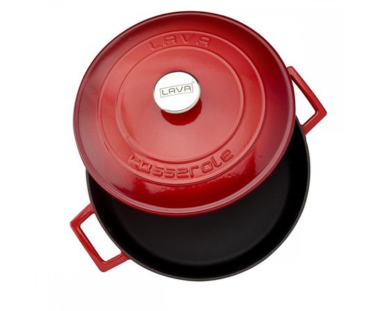 Кастрюля чугунная эмалированная красная, 28 см, LAVA, фото , изображение 3 Кастрюля чугунная эмалированная красная, 28 см, LAVA, фото , изображение 3