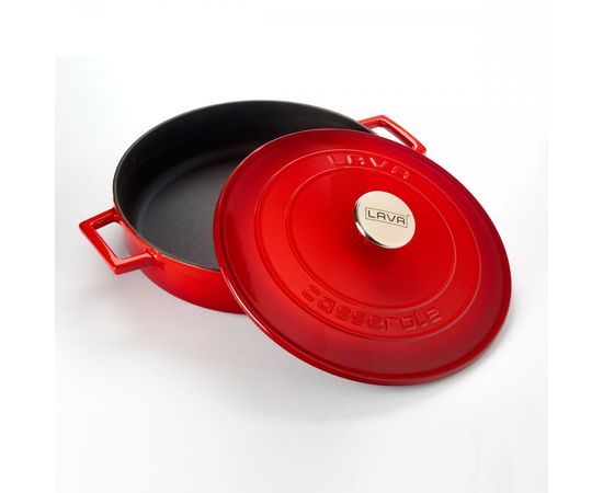 Кастрюля чугунная эмалированная красная, 28 см, LAVA, фото , изображение 4 Кастрюля чугунная эмалированная красная, 28 см, LAVA, фото , изображение 4