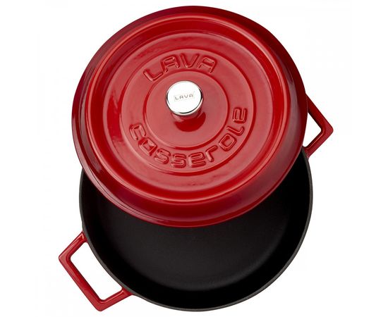 Кастрюля чугунная эмалированная красная, 24 см, LAVA, фото , изображение 3 Кастрюля чугунная эмалированная красная, 24 см, LAVA, фото , изображение 3