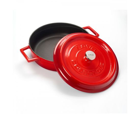Кастрюля чугунная эмалированная красная, 24 см, LAVA, фото , изображение 4 Кастрюля чугунная эмалированная красная, 24 см, LAVA, фото , изображение 4