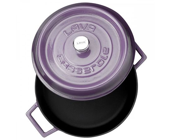 Кастрюля чугунная эмалированная фиолетовая, 24 см, LAVA, фото , изображение 3