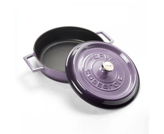 Кастрюля чугунная эмалированная фиолетовая, 24 см, LAVA, фото , изображение 4