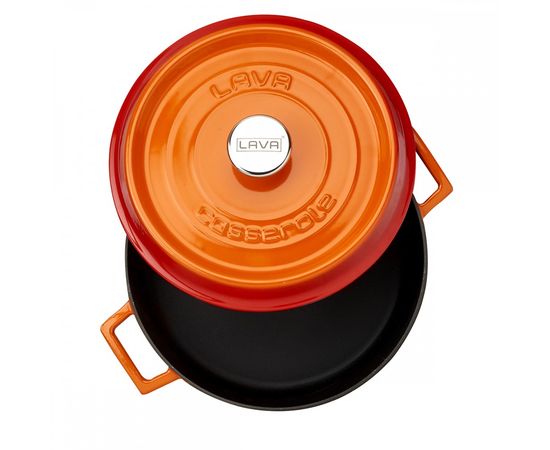 Кастрюля чугунная эмалированная оранжевая, 28 см, LAVA, фото , изображение 2 Кастрюля чугунная эмалированная оранжевая, 28 см, LAVA, фото , изображение 2