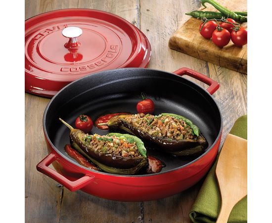 Кастрюля чугунная эмалированная оранжевая, 28 см, LAVA, фото , изображение 8 Кастрюля чугунная эмалированная оранжевая, 28 см, LAVA, фото , изображение 8