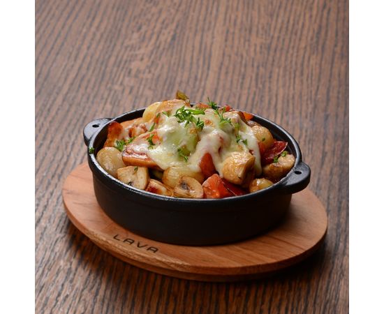 Сковорода чугунная с 2-мя ручками на деревянной подставке, 14 см, LAVA, фото , изображение 3