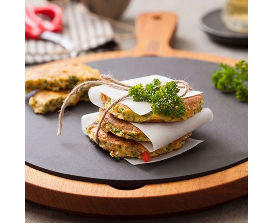 Тарелка сервировочная чугунная на деревянной подставке с ручкой, 25.5 см, LAVA, фото , изображение 4